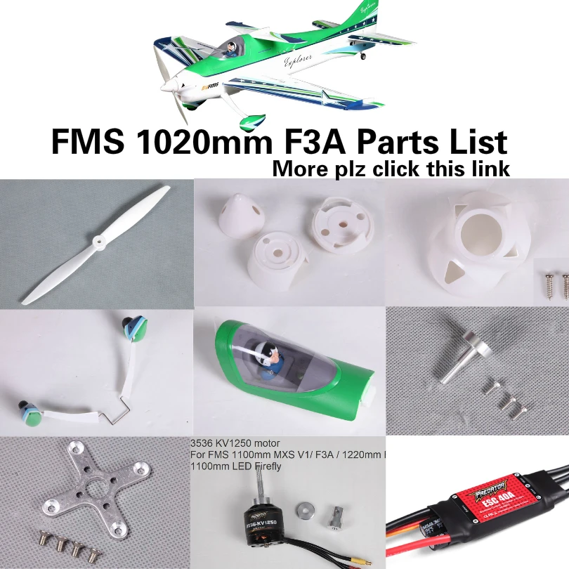 FMS 1400mm 1.4 m F3A produktu firmy Olympus lista części Propeller Spinner osłona wał silnika do montażu na pokładzie zestaw do lądowania ESC RC model samolotu samolot