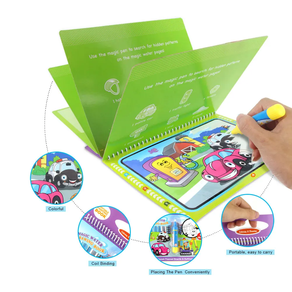 8 ประเภท Magic Water Drawing Doodle Book & ปากกาเมจิกระบายสีกระดานวาดภาพของเล่นเพื่อการศึกษาของขวัญวันเกิดสําหรับเด็ก