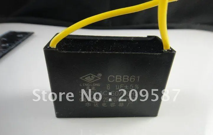 10 pces capacitor de ventilador metalizado capacitor começar capacitor cbb61 500vac 6.0uf