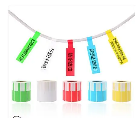 Stiker Label Kabel Jaringan Bahan PET 5 Warna Bentuk P dan T T Tahan Air Tahan sobek
