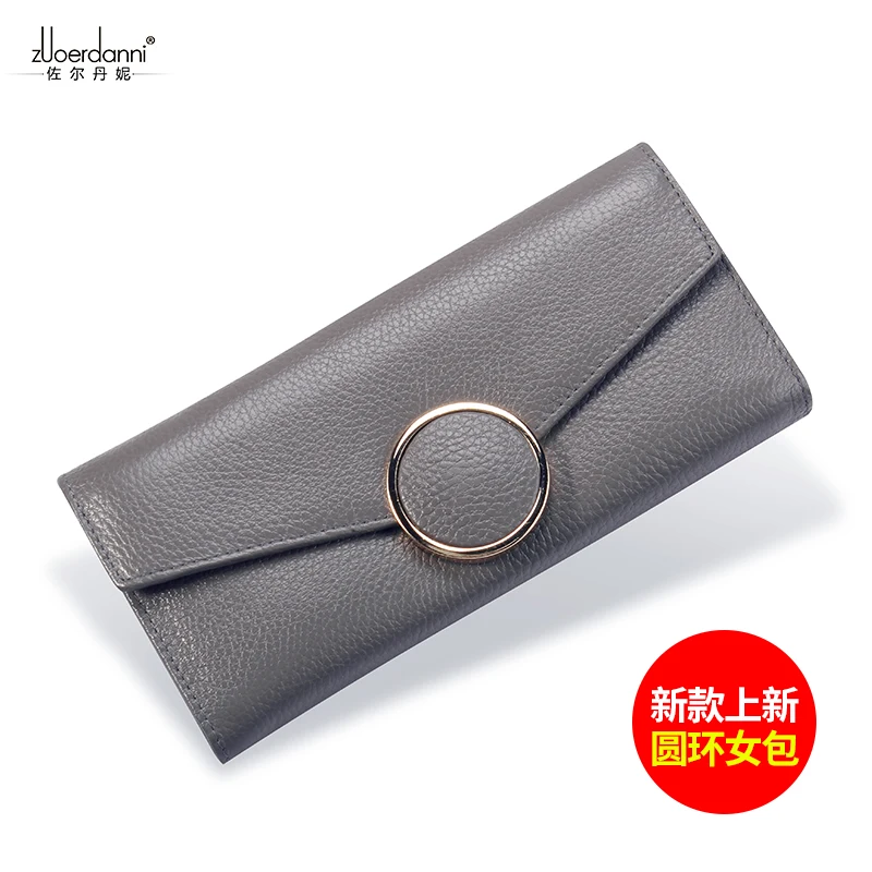 Ladies Wallet Long New Fashion First Layer of Leather Multi-card Holder Hand Card Bag