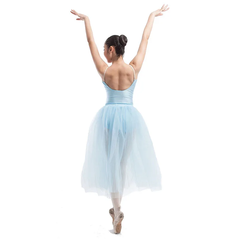 Novo tutu de balé romântico azul pálido para adultos/crianças, tutu profissional de serenade, fantasia de performance de palco de bailarina para meninas