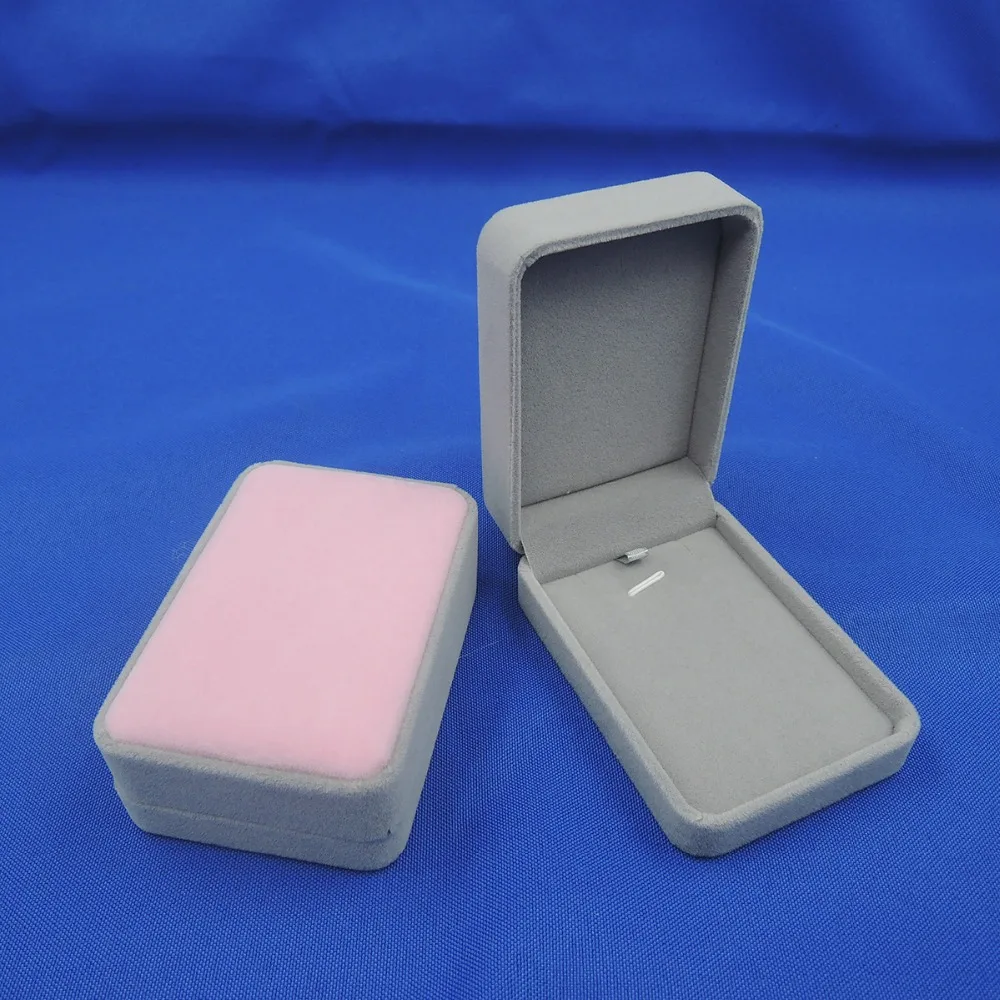 High Quality Beige Color Square Velvet Box For Pendant & Necklace Jewelry Gift Boxes Packaging