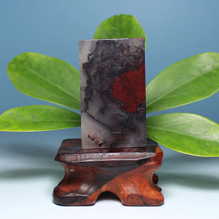 Guilin Bloodstone red jasper Square boutique brand diy pendants jade tablets safe card cards black red square