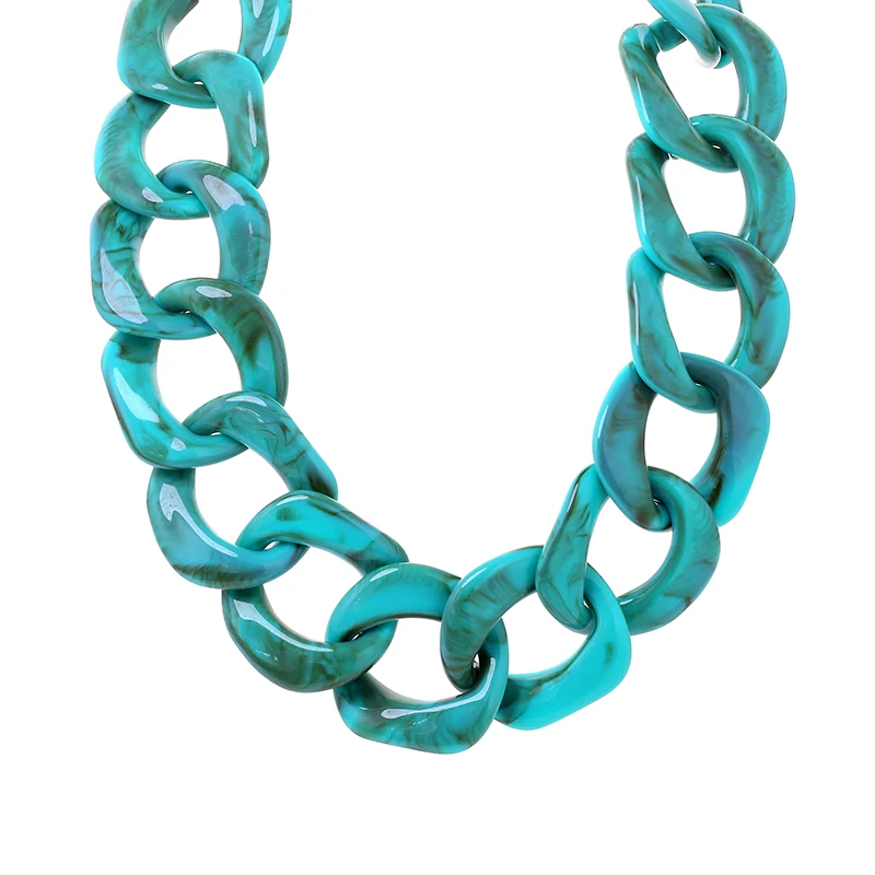 

FishSheep Personality Acrylic Big Choker Necklace Resin Oversized Long Chain Pendants Necklace For Women Statement Jewelry
