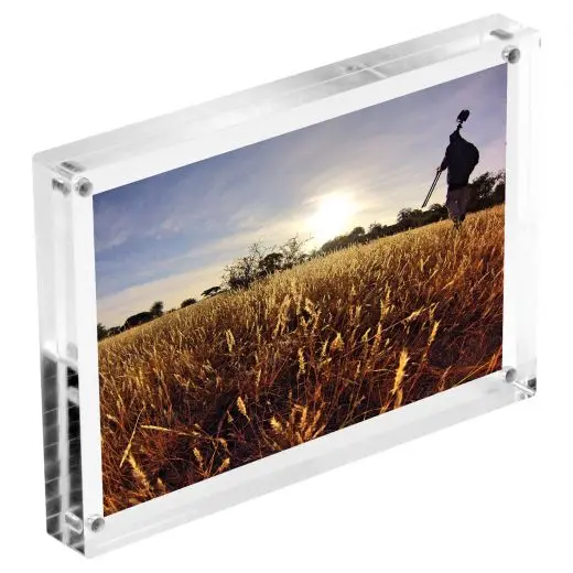 Free Standing Double Sided Display, Clear Acrylic Perspex Magnet Photo Block Frames, PF003