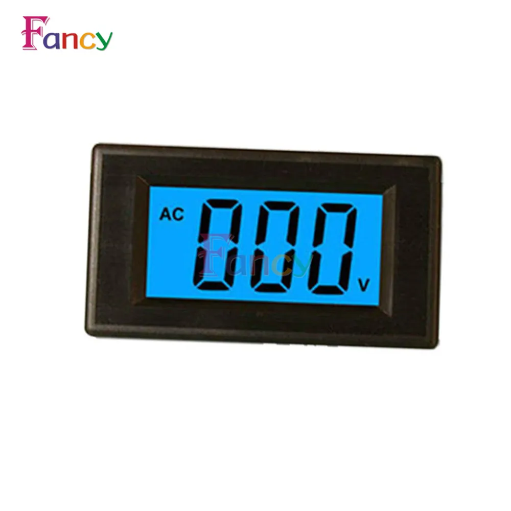 2 Wire D85 LCD Display Voltage Meter Voltmeter Range AC 80-500V Panel Monitor Blue Backlight