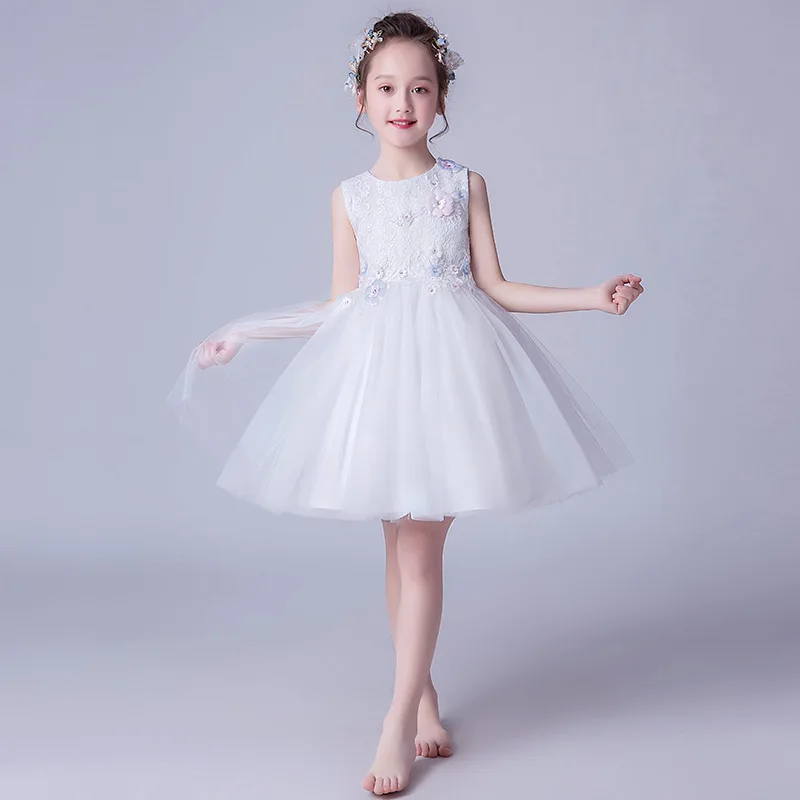 Formal Girls Dress Holiday O-Neck Princess Flower Girl Vestido for Party Girl Clothes 3 4 6 8 10 12 14 Years RKF194027