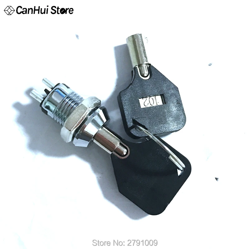 1Pcs 12mm Metal Key Switch 250V ON/OFF Lock Switch KS Electrical Key Rotary Switch with Keys 0.5A Bilateral Key Hole Double New