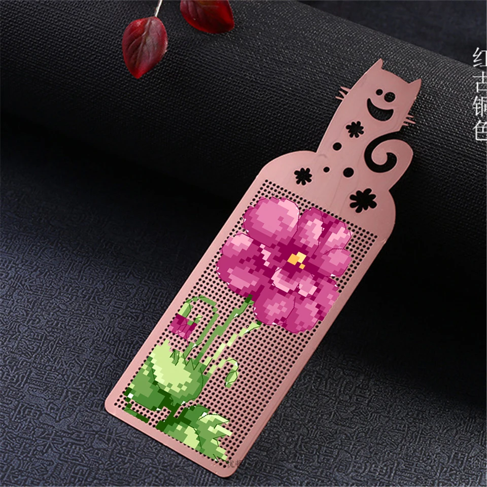 DIY Craft Stich Cross Stitch Bookmark Metal Silver Golden Needlework Embroidery Crafts Counted Cross-Stitching Kit Pansy