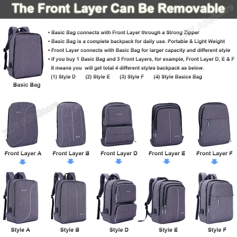 XQXA Business Backpack Changing Style and Space Anytime for Laptop 15.6