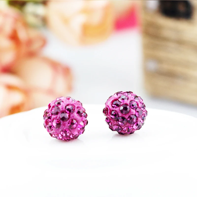 

Hot Sale 50pcs/lot 8MM Hot Pink Disco Ball Pave Clay Beads Round Crystal Beads For Jewelry Making Cute Craft Bracelet DIY Beads