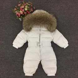 Russische Winter-30 Grad Baby Stram pler dicke Daunen Jungen Kostüm Mädchen warmen Schnee anzug Kind Overall Kleinkind Oberbekleidung Baby tragen