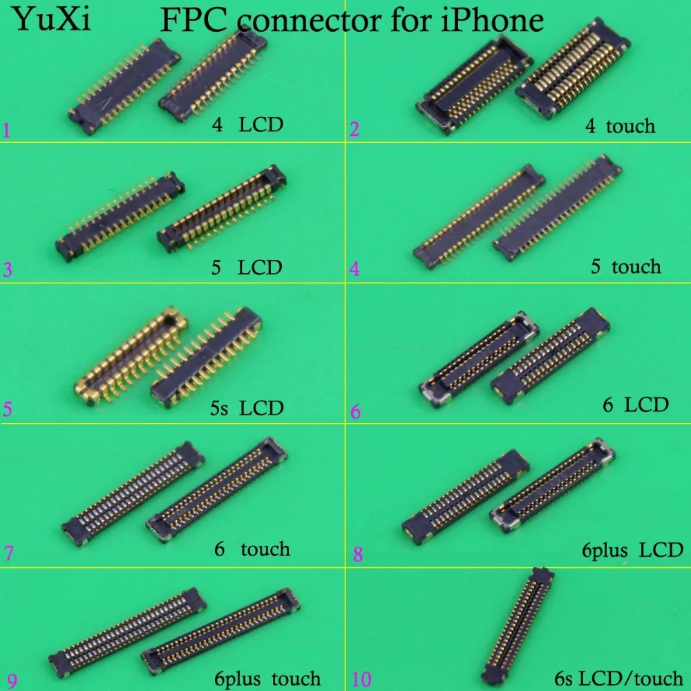 YuXi  For iphone 4  5 5S 6  6plus 6s LCD Display Touch Screen Digitizer Battery FPC Connector On Motherboard