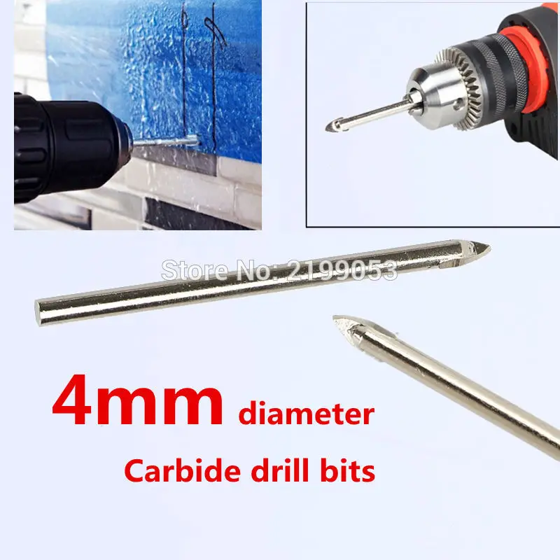 10pcs/lot   Tungsten Carbide Triangle Spear Point Head Mirror Ceramic Marble Tile Glass Drill Bit   4mm/0.16