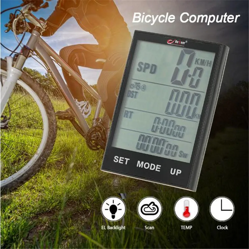 BOGEER  2.7 inch Bike Wireless Computer Rainproof Multifunction Riding Bicycle Odometer Cycling Speedometer Stopwatch Backlight