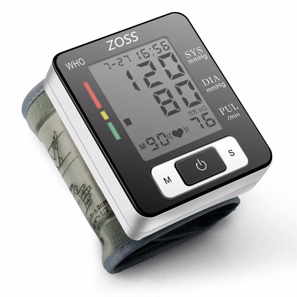 ZOSS English or Russian Voice Cuff Wrist Sphygmomanometer Blood Presure Meter Monitor Heart Rate Pulse Portable Tonometer BP