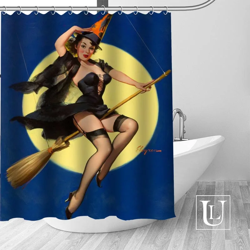 Big Sale New Custom pin up girl Modern Shower Curtain with Hooks bathroom Waterproof Polyester Fabric