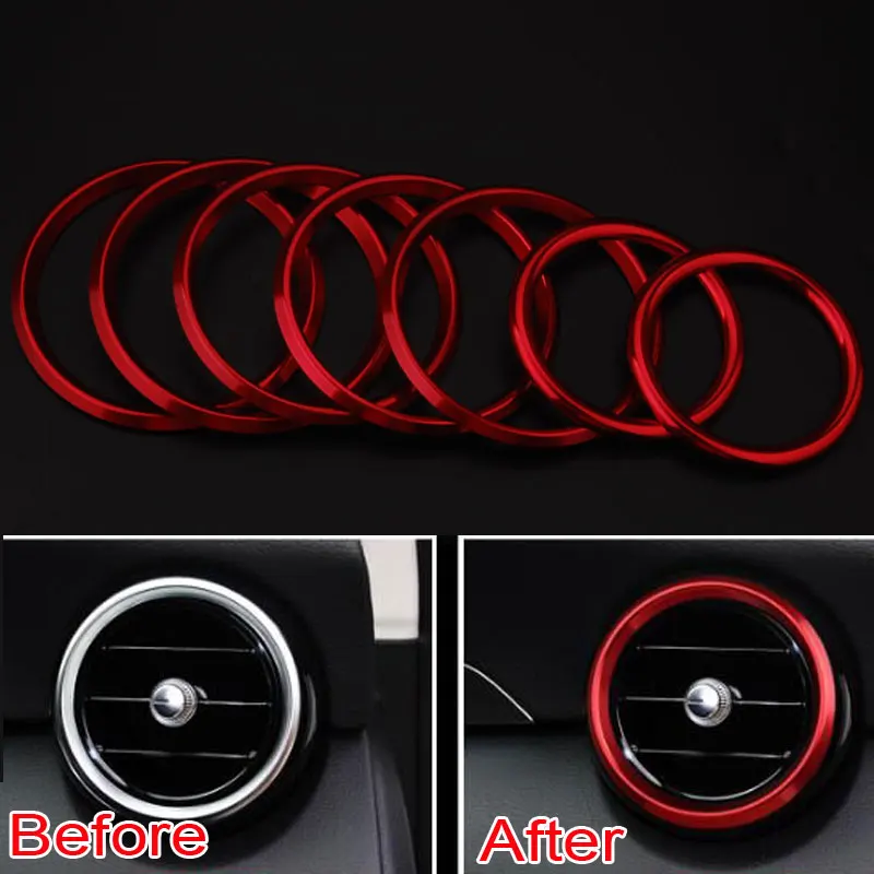 

7Pcs Aluminium Air Condition Vent Outlet Ring Cover Trim For Mercedes-Benz C Class C180L C200L C260 2015 Accessories Car Styling