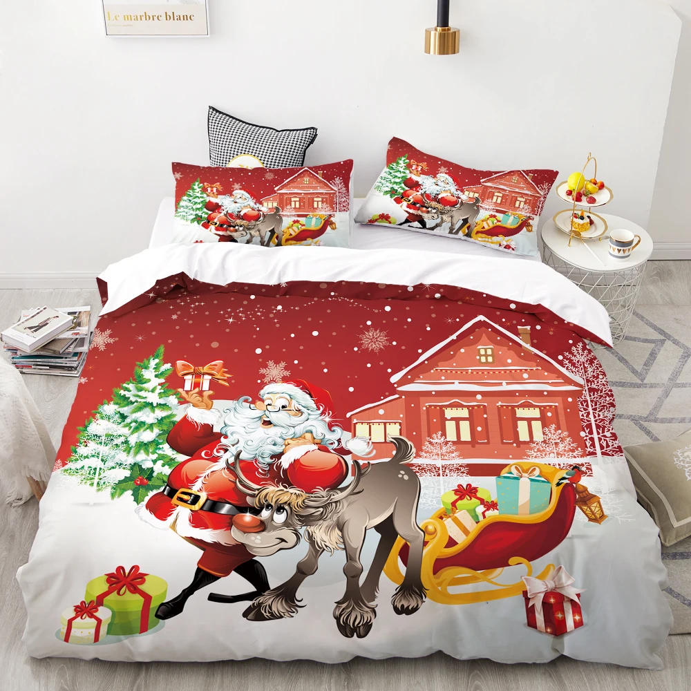 3D HD Digital Printing Custom Bedding Set,Cartoon Duvet Cover Set Kids Baby Child,Christmas Gift Decorations  Santa Claus