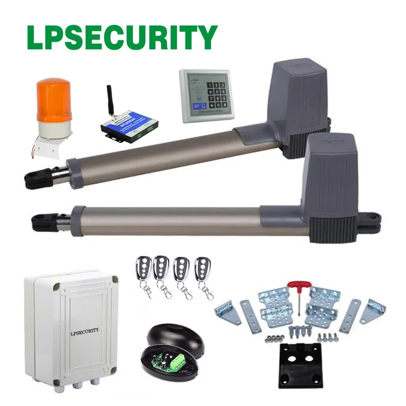 

LPSECURITY 4 remote controls Swing Gate Opener Electrical gate motors for swing gate linear actuator with optional parts