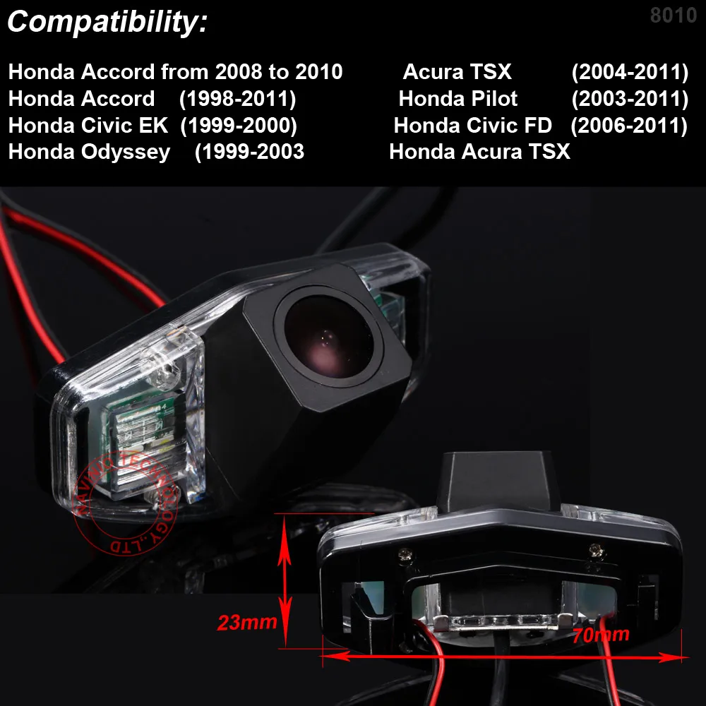 HD 1280*720 Pixels 1000TV line car rear view back reverse parking camera For honda accord civic Ek odyssey Acura TSX Pilot