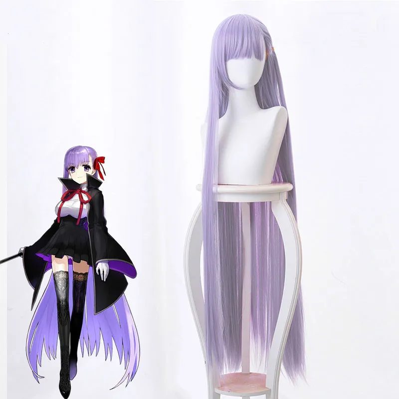 

FATE FGO Matou Sakura Long Purple Wig With Two Clip On Ponytails Euryale Stheno Straight Thick Anime Cosplay Wigs Costume Party