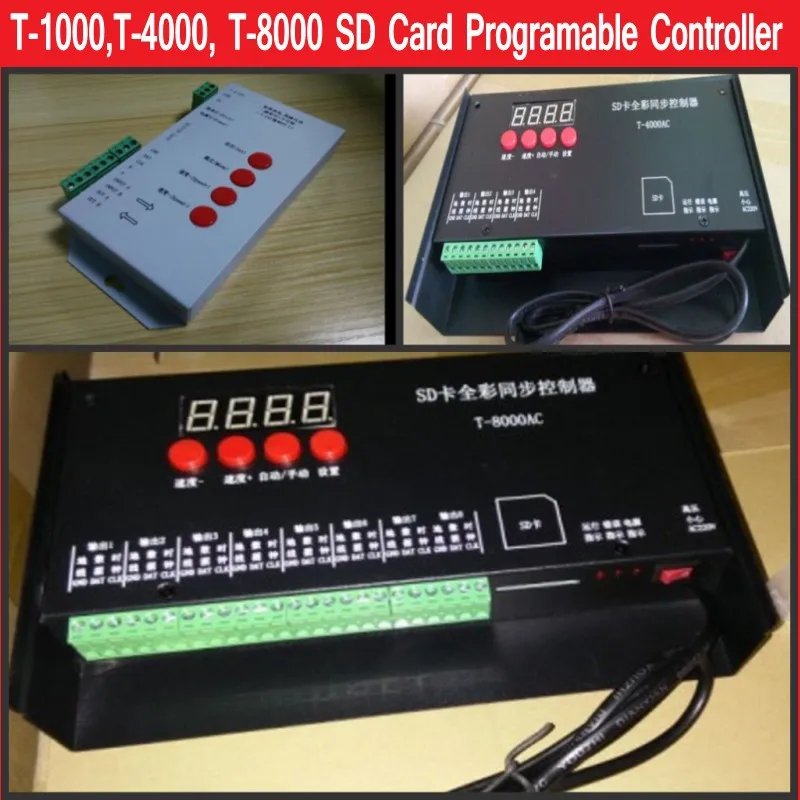 T-1000 T-4000 T-8000 SD Card RGB Led controller WS2801 WS2811 SK6812 WS2812B LPD6803 Programmable Pixel Controller