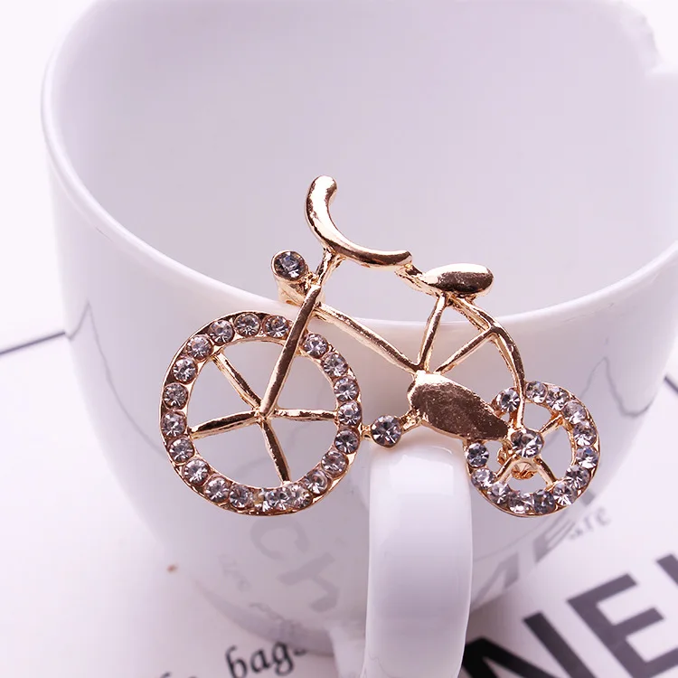 Fashion Personality Crystal Bicycle Brooch Men And Women Gift Fashion Suit Accessories Needle Bride Brooch For Women