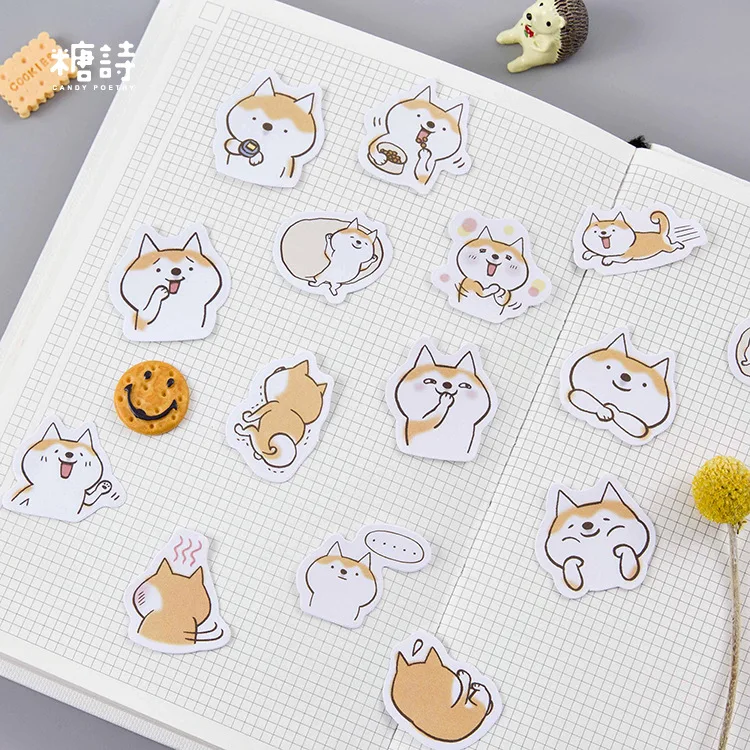 45 pcs/box Kawaii Puppy Decorative Adhesive Stickers Scrapbooking Stick Label DIY Diary Stationery Album Sticker