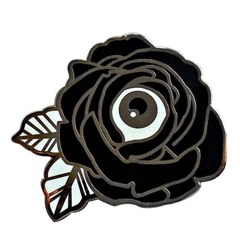 Flower of my eye badge gothic art black roses brooch dark magic pin gift for girlfriend lovers