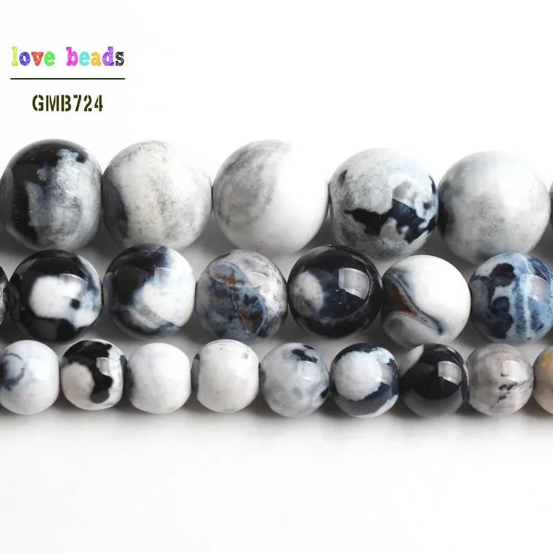 6/8/10mm Nature White Fire Agates Stone Beads Loose Spacer Beads for Jewelry Making DIY Bracelet 15inches Strand Stone Beads