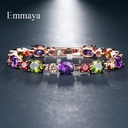 Emmaya Luxury Women Multicolor Cubic Zircon Bracelet Bangles Classical Bracelet Rose Gold color Wholesale Jewelry Party