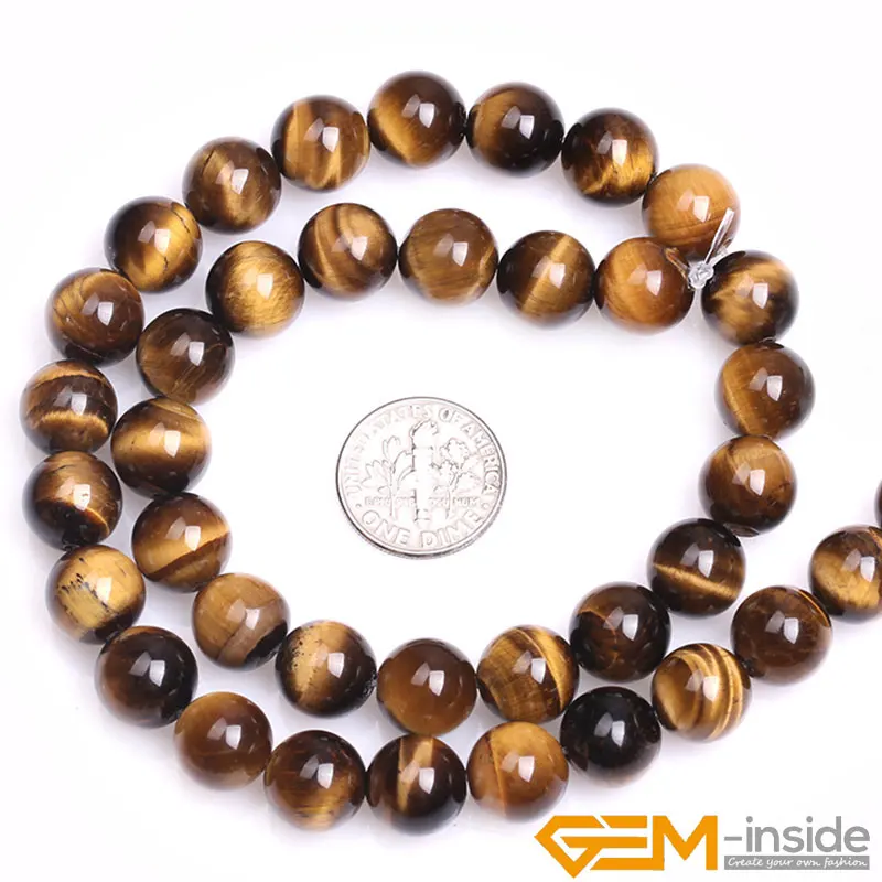 Natural Gem Stone Yellow Tiger\'s Eye Round Loose Beads For Jewelry Making Strand 15\