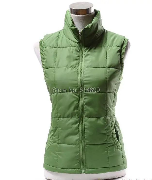 Chaleco de algodón con cremallera para mujer, chaqueta con cuello verde militar, talla L-XXXL, venta directa de fábrica, otoño e invierno, 306