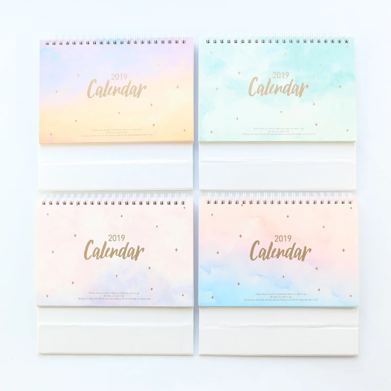 Domikee New 2019 year desk calendars book,candy office school desk calendar agenda planner stationery supplies,4 colors,14months