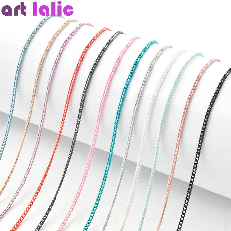 Delicate Nail Art Metal Chain Ultra Fine Zipper 3D Ornaments Manicure Decorations Rock Punk Style 12 Colors 50cm New