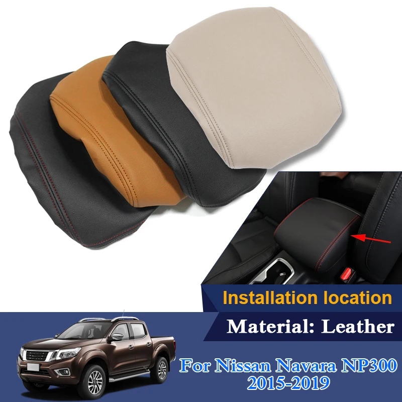 Leather Car Armrest Pad Covers Center Console Auto Seat Armrests Box Pads For Nissan Navara NP300 D23 Rogue Qashqai Tiida Teana