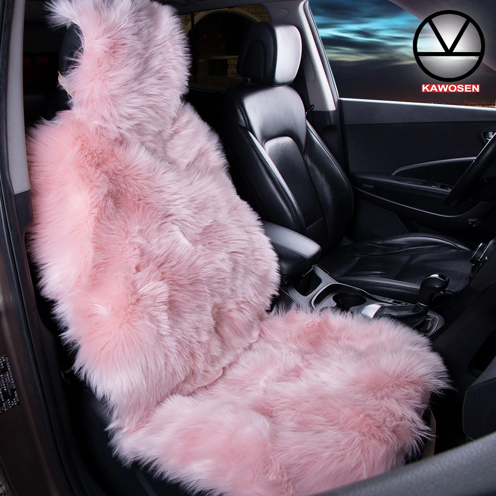 

KAWOSEN 1 Piece Long Faux Fur Seat Cover, Universal Artificial Plush Car Seat Covers, Cute Plush Pink Seat Cushion LFFS02