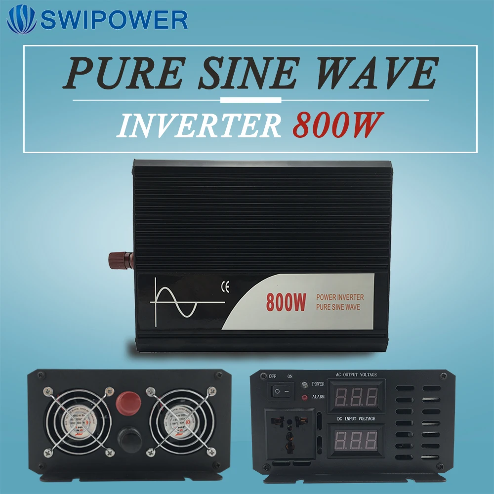 800W pure sine wave solar power inverter DC 12V 24V 48V  to AC 110V 220V