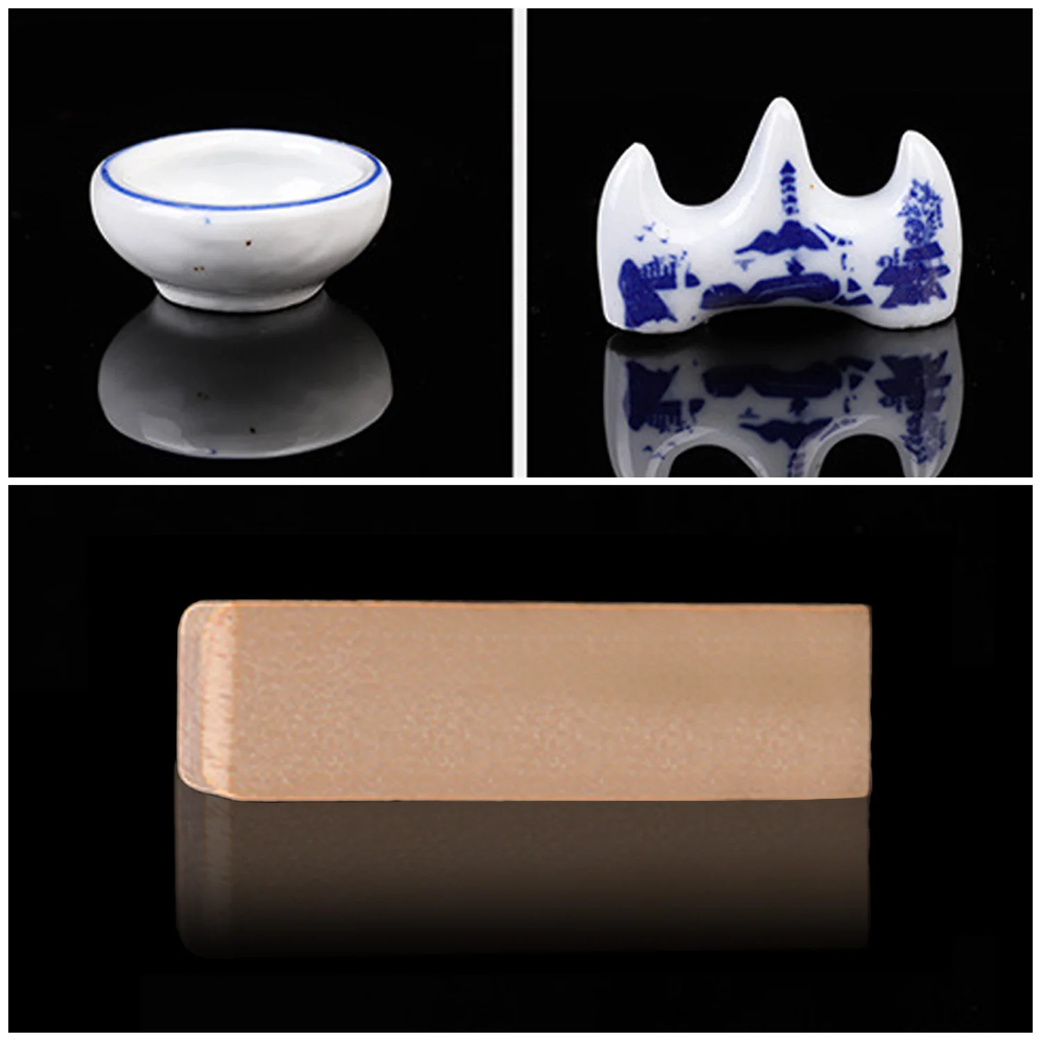 10PCS Chinese Traditional Calligraphy Set with Writing Brush Washer Holder Inkstone Ink Stick Seal Inkpad for Beginners Lovers