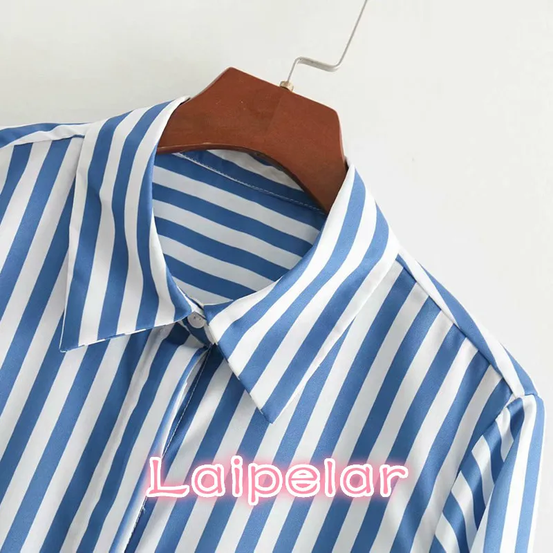 Blusa de manga larga a rayas para mujer, camisa Vintage de oficina irregular, moda coreana, ropa de calle
