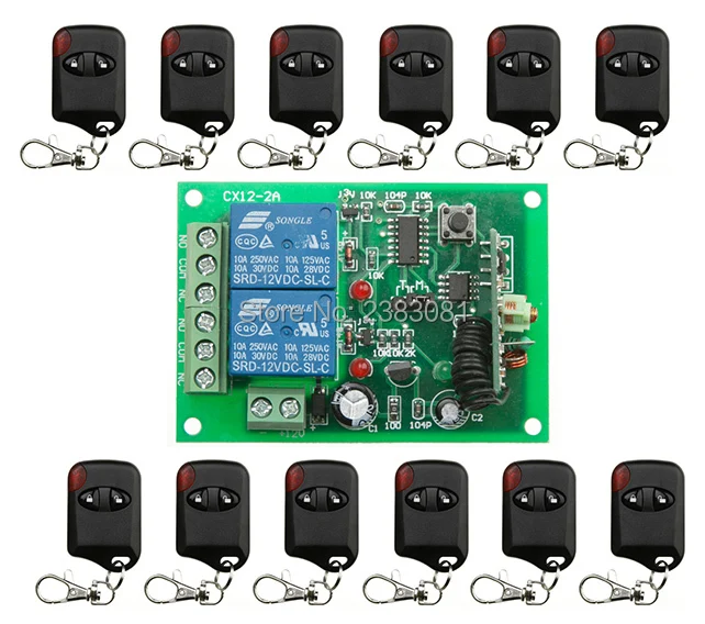 

Новый DC12V 2CH RF переключатель системы дистанционного управления teleswitch 12X передатчик + приемник-1 шт. 2ch реле умный дом z-wave 315/433 МГц