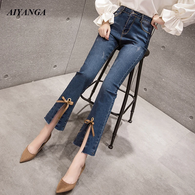 Women\'s Jeans 2024 Spring Summer High Waist Jeans Womens Boot Cut Pants Denim Trousers Slim elasticity Jean Ankle-Length Pant