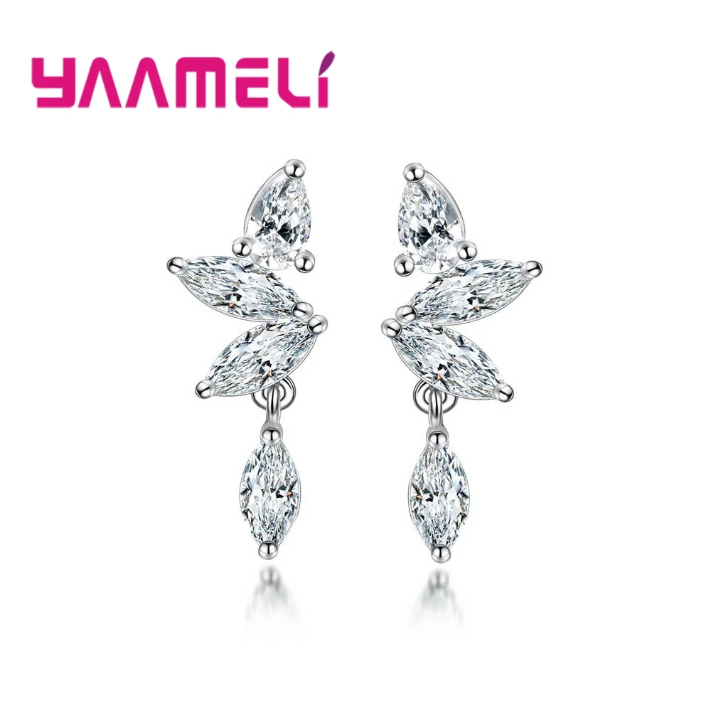 

Top-Grade Genuine 925 Sterling Silver Color Dangle Earrings With AAA Zircons For Women Wedding Best Gifts Brincos Accessories