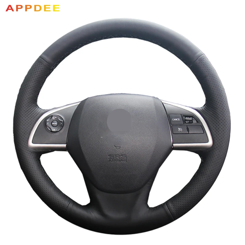 

APPDEE Hand-stitched Black Leather Steering Wheel Cover for Mitsubishi Outlander 2013 2014 Mirage 2014 ASX