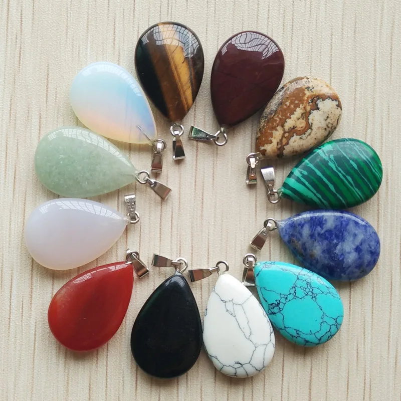 Free shipping hot selling fashion wholesale natural stone water drop pendants  Charms fit Necklaces jewelry making 12pcs/lot