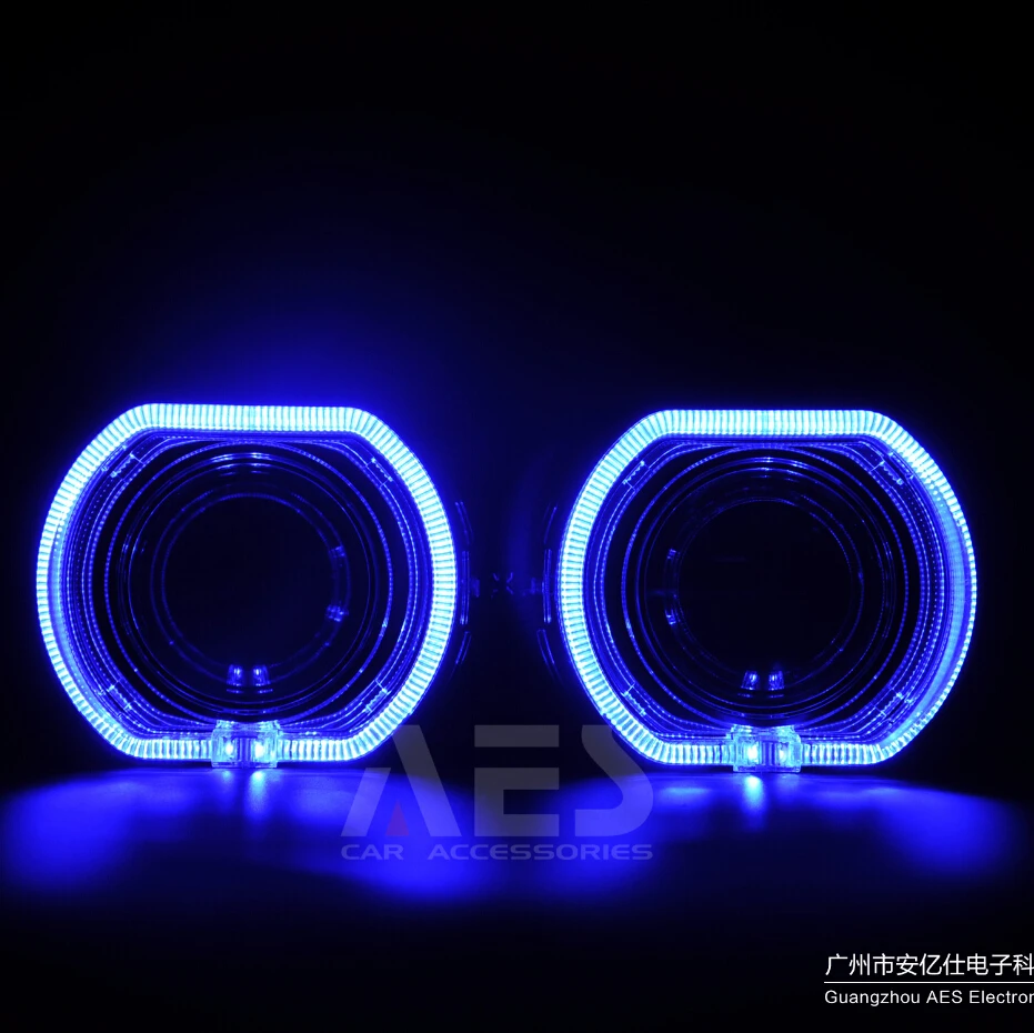 AES 2.5 "3.0 بوصة B-M-W LED الديكور كفن للمصباح الأمامي HID العارض عدسة السوبر مشرق LED غطاء الضوء #5