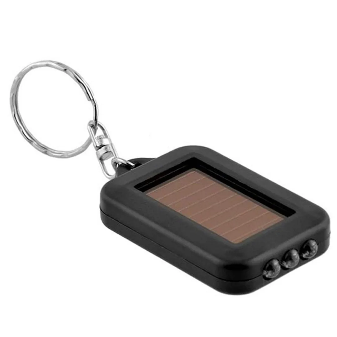 2019 New Mini Portable Solar Power Rechargeable 3 LED Keychain Torch Light Flashlight