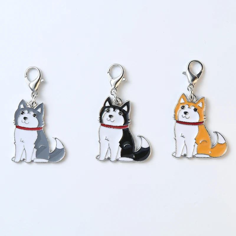 10 pcs/lot DIY  Pet Dogs Charm husky Keychain On Bag  Pendant  Jewelry Making Bracelet Keyring Pet Tag Cat Dog Accessories